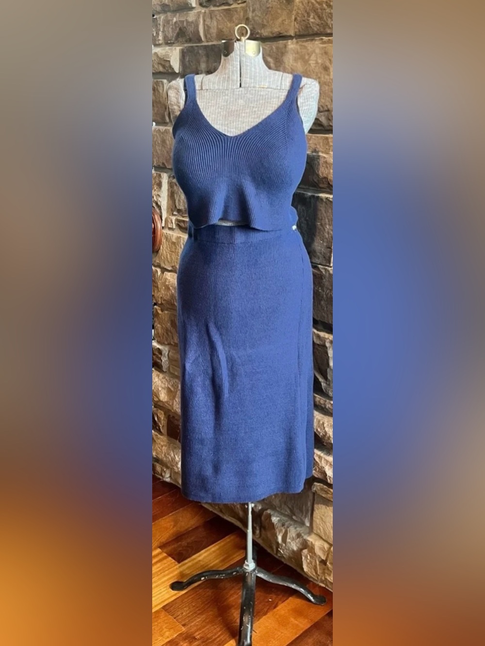 Universal Thread Navy Ribbed 2 piece Knit Sweater Set